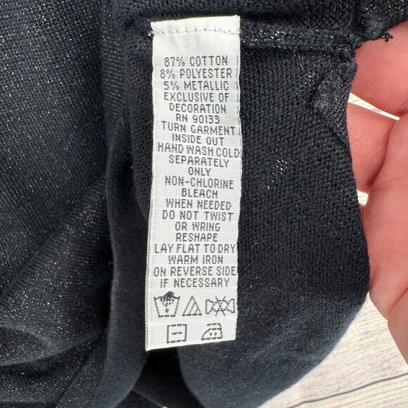 Bob Mackie Wearable Art Embroidered Sparkly Blouse Womens Medium Black White - Picture 8 of 10